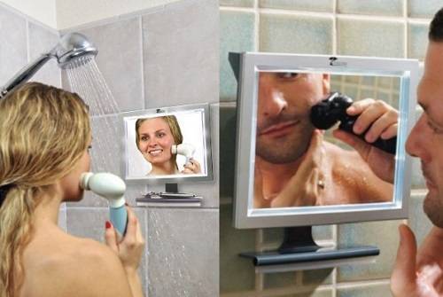 Deluxe LED Fogless Shower Mirror with Squeegee