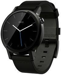 Motorola Moto 360 Black Leather Smart Watch